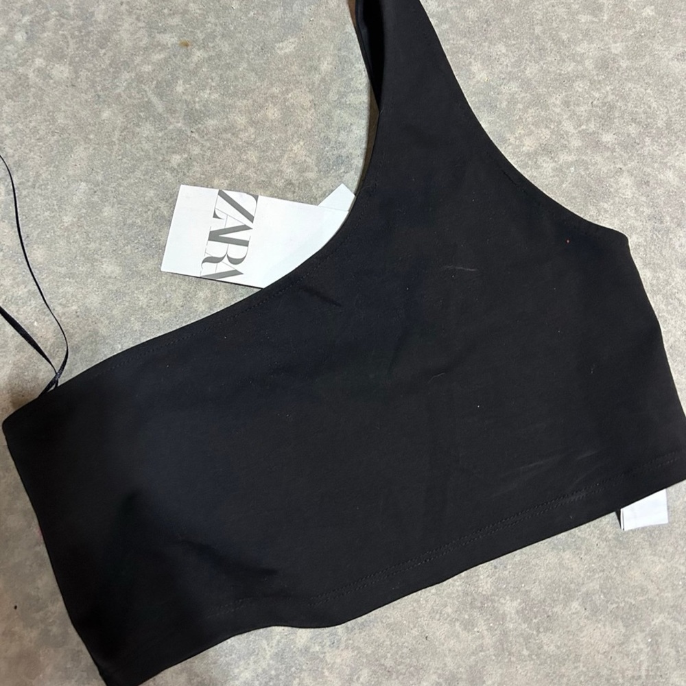 Zara Black Asymmetrical Cut Out Tank Top